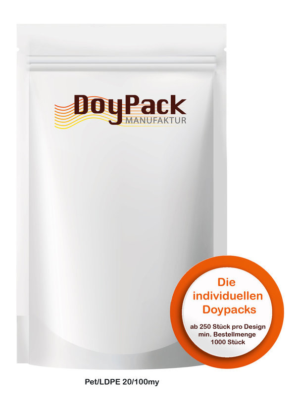 Doypack (pro Verpackungseinheit 1000 Stück) Format 150x230x40-40mm - Pet/LDPE 20/100my